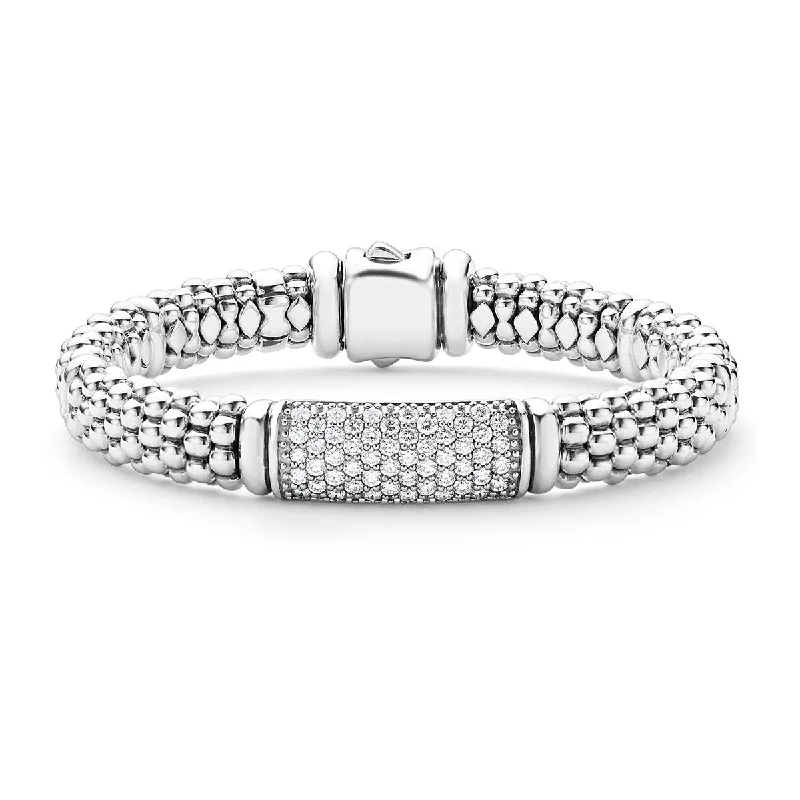 Elegant Diamond Bracelets For Special Events-Trendy Wedding Bangles For Timeless Bridesmaids-Caviar Diamond Bracelet 9mm