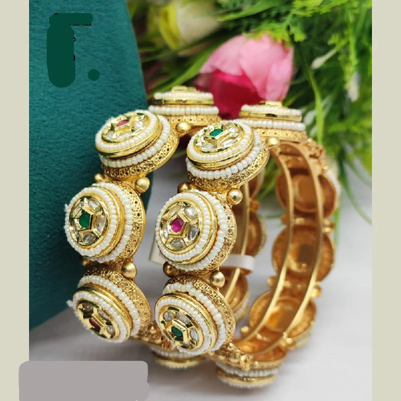 Luxury Custom Wedding Bangles For Bridesmaids-JCM Gold Plated Pota Openable  Bangles Set