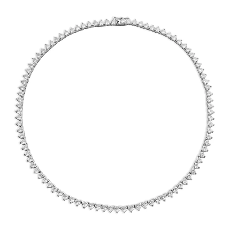 Elegant Diamond Bangles For Wedding Day Jewelry-Classic Silver Necklace For Minimalist Look-THE ICED OUT HEART TENNIS NECKLACE