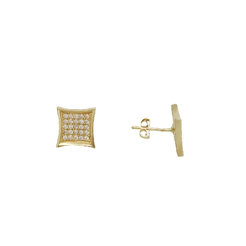 Simple Custom Gold Bangles For Wedding Day-Crystal Earrings For Elegant Look-Zirconia Square Stud Earrings (14K)