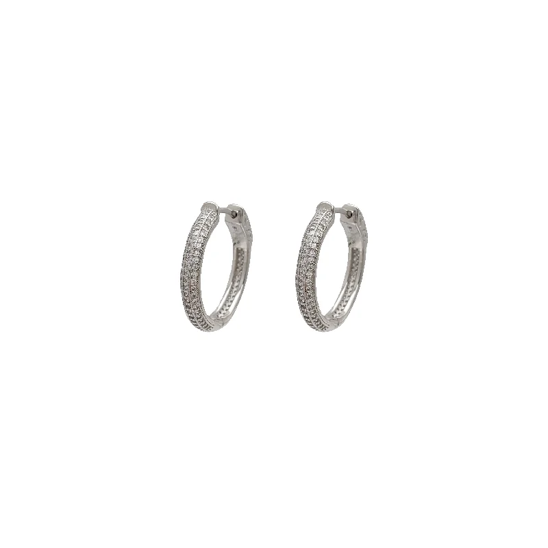 Trendy Custom Wedding Bangles For Bridesmaids Gifts-Classic Stud Earrings For Office Wear-Zirconia Hoop Earrings (Silver)