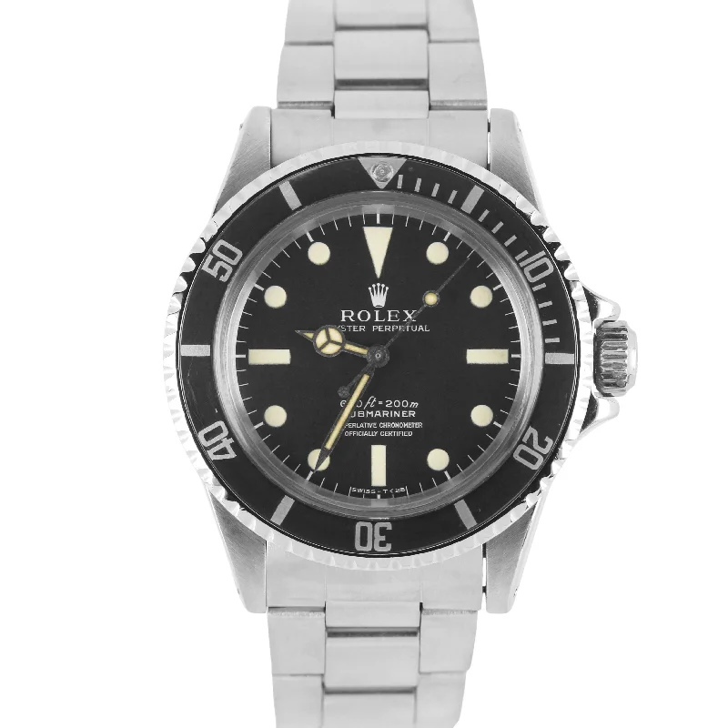 Classic Leather Strap Watches-Sparkling Gemstone Bangles For Special Celebrations-Vintage Rolex Submariner Stainless Steel Matte Cream Black Dial 40mm 5512 Watch