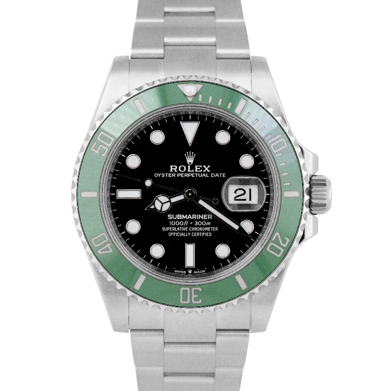 Men’s Watches With Compass Functions-Trendy Custom Wedding Bangles For Groomsmen-MINT 2023 Rolex Submariner Date GREEN KERMIT Stainless Steel 41mm 126610 LV