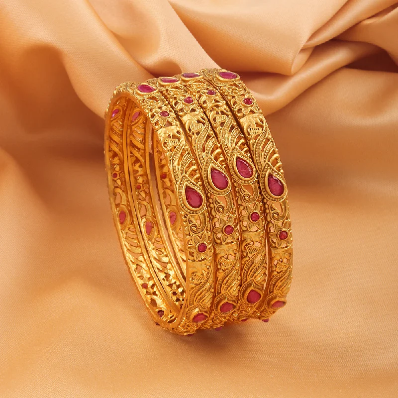 Classic Custom Bangles For Fashionable Bridesmaids-Raddhi Jewels Gold Plated Bangles Set