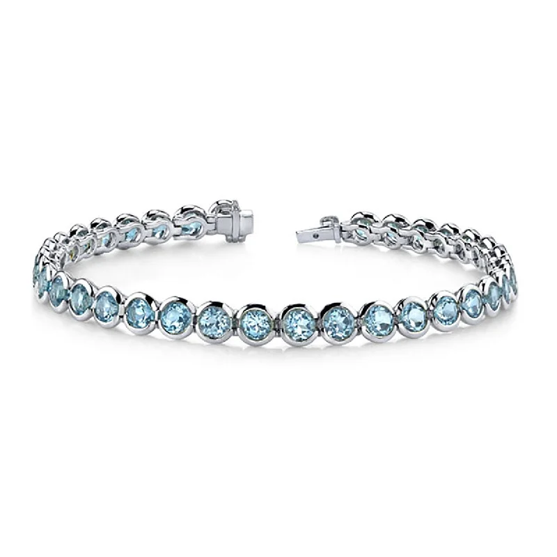 Men’s Chunky Bracelets-Elegant Wedding Bangles With Custom Engagement Stones-Blue Topaz 14K White Gold Bracelet