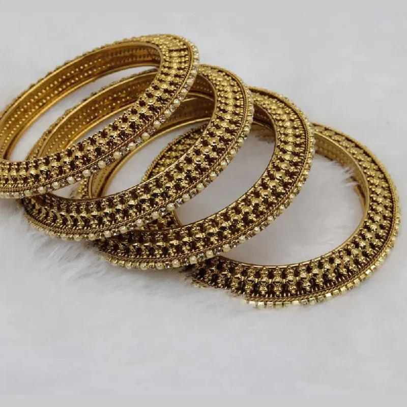 Unique Custom Bangles For Bridesmaids-Pooja Bangles Gold Plated Bangles Set