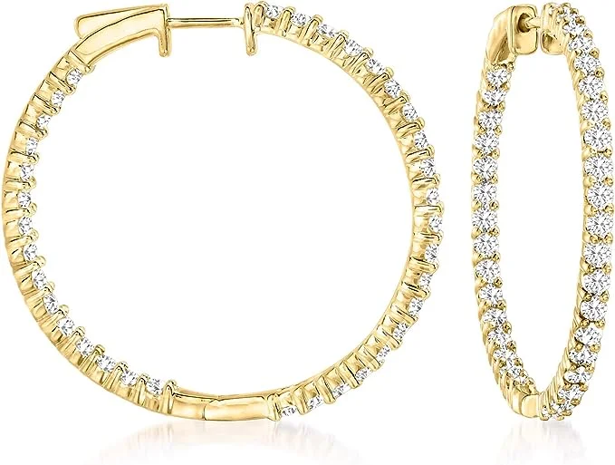 Luxury Custom Gold Bangles For Special Days-Trendy Boho Earrings For Summer-Diamond Hoop Earrings (14K)