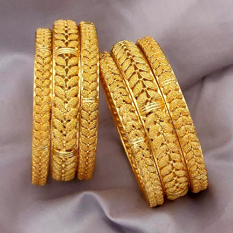 Custom Gold Bangles For Elegant Brides-H K Fashion Gold Plated Bangles Set