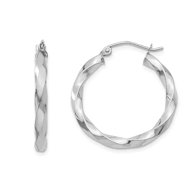 Simple Gold Bangles For Timeless Weddings-Handcrafted Gemstone Earrings For Gifts-Twist Hoop Earrings (Silver)