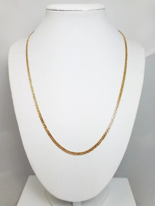 Unique Custom Bangles For Bridesmaids-Silver Chain Necklace For Day-to-Day Wear-Fancy Solid 18k Yellow Gold 19" Link Chain