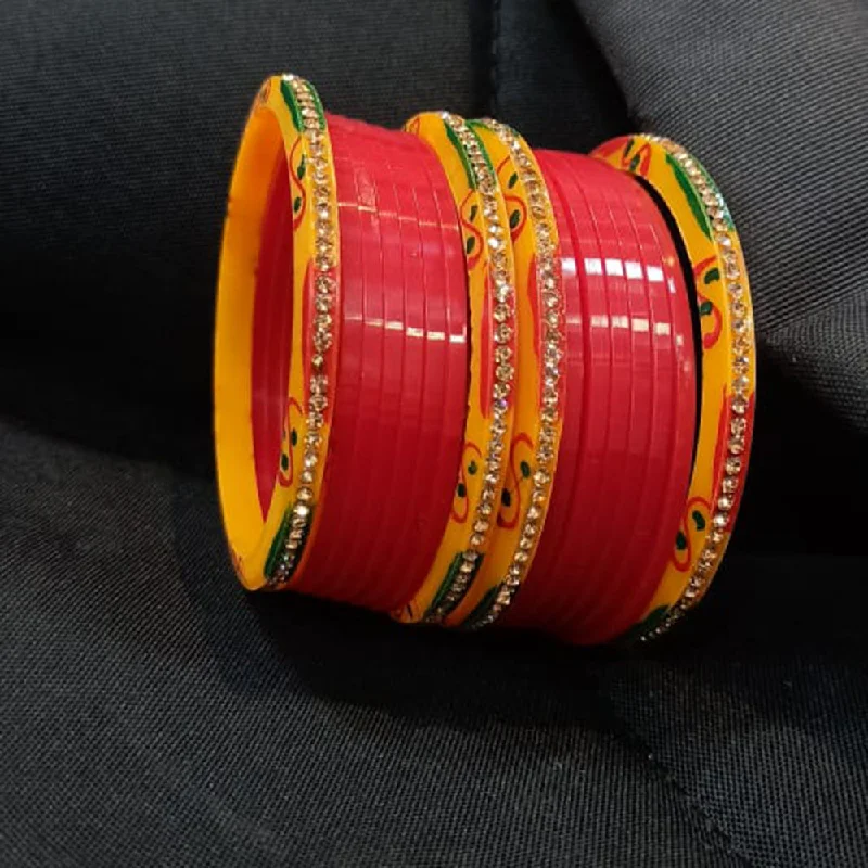 Classic Custom Bangles For Engagement Day-Pooja Bangles Gold Plated Acrylic Bangles Set