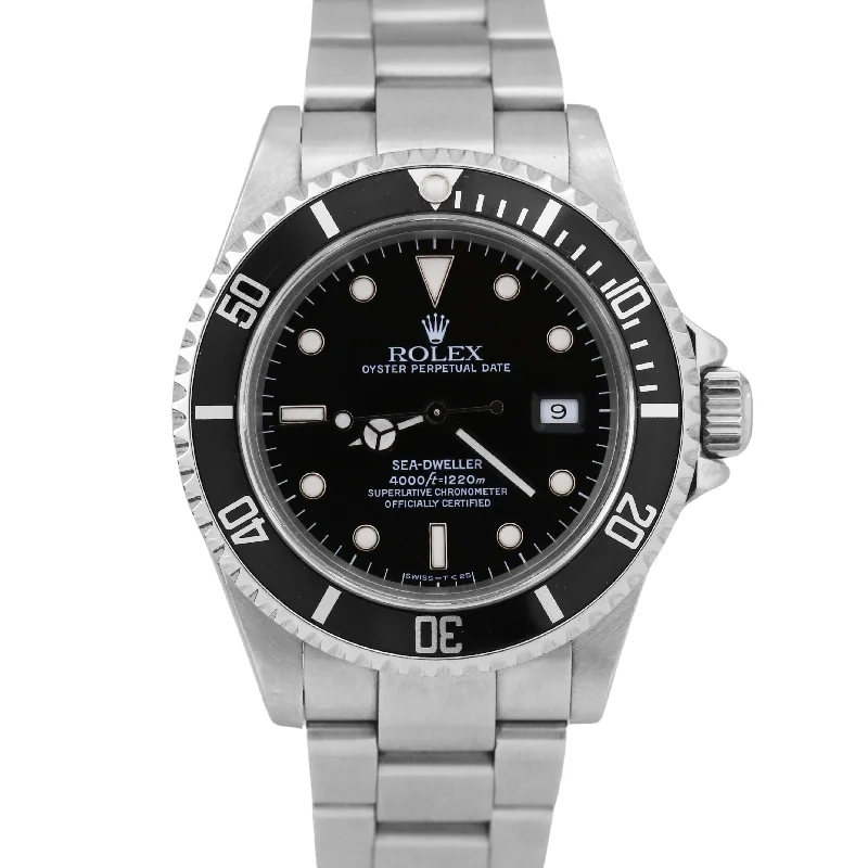 Trendy Watches For Young Adults-Luxury Gemstone Bangles For Wedding Day-Rolex Sea-Dweller 40mm Black Oyster Stainless Steel Dive Automatic Watch 16600