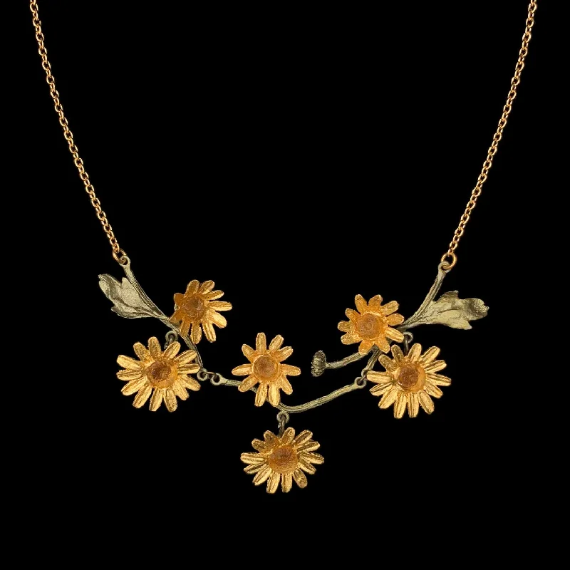 Simple Gold Bangles For Timeless Weddings-Simple Silver Bar Necklace For Minimalist Style-Yellow Butter Daisy Necklace - Statement