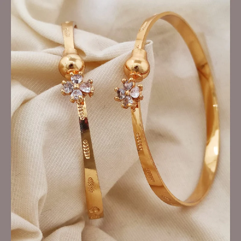 Sparkling Custom Wedding Bangles For Bridesmaids-H K Fashion Gold Plated Austrian Openable Kada