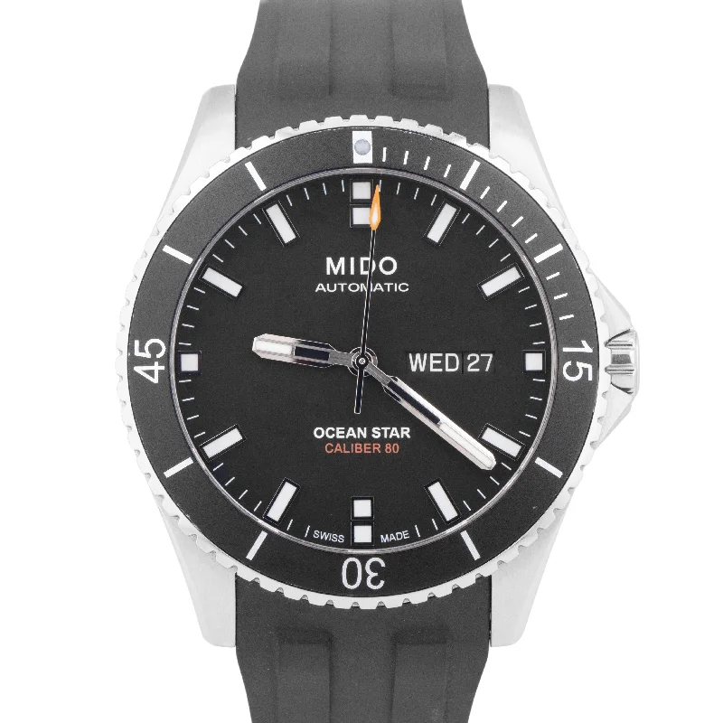 Designer Watches For Corporate Professionals-Trendy Wedding Bangles With Custom Designs-Mido Ocean Star 200 M026.430.17.051.00 42.5mm Day Date Rubber Watch Box Papers