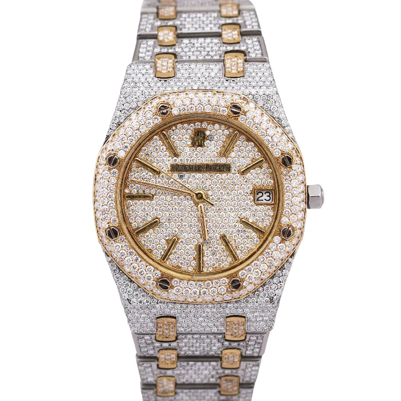 Watches With Unique Face Shapes For Fashion-Elegant Wedding Bangles For Bridesmaids With Birthstones-Audemars Piguet Royal Oak PAVE DIAMOND Two-Tone 18K Gold Steel 35mm 14100SA