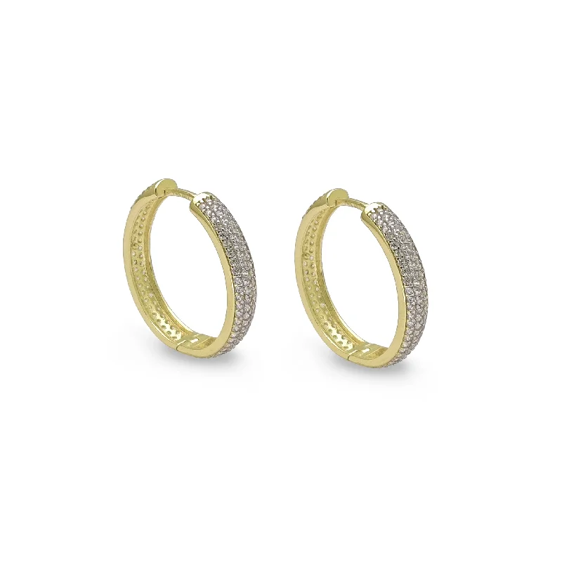 Simple Diamond Bangles For Elegant Brides-Custom Gold Earrings With Initials-Pave Hoop Earrings (14K)