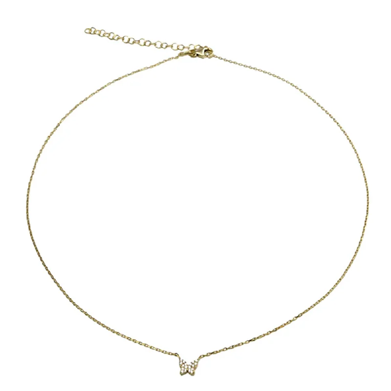 Personalized Custom Rose Gold Bangles For Brides-Trendy Layered Gold Necklace For Fashion Wear-THE SINGLE PAVE' BUTTERFLY NECKLACE (CHAPTER II BY GREG YÜNA X THE M JEWELERS)