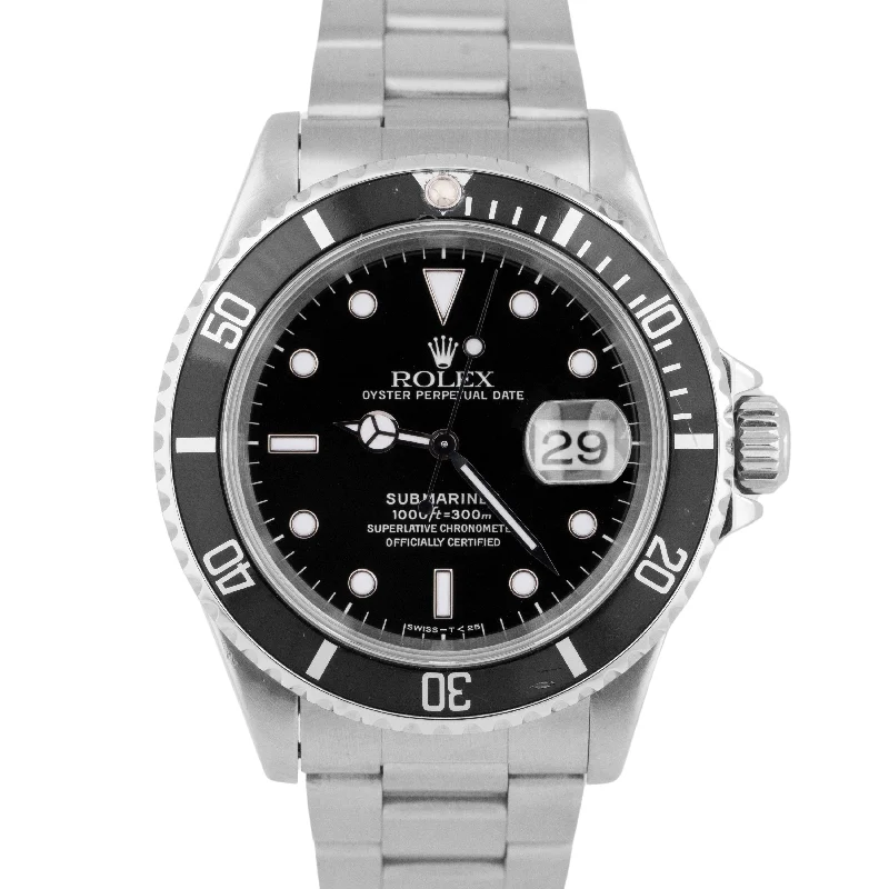 Premium Watches For Special Occasions-Luxury Custom Gold Bangles For Special Days-Rolex Submariner Date 40mm Black Stainless Steel Automatic Oyster Watch 16610