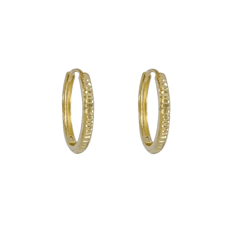 Classic Custom Gold Bangles For Wedding Jewelry-Elegant Gold Earrings With Crystals-Diamond Cut Huggie Earring 18K