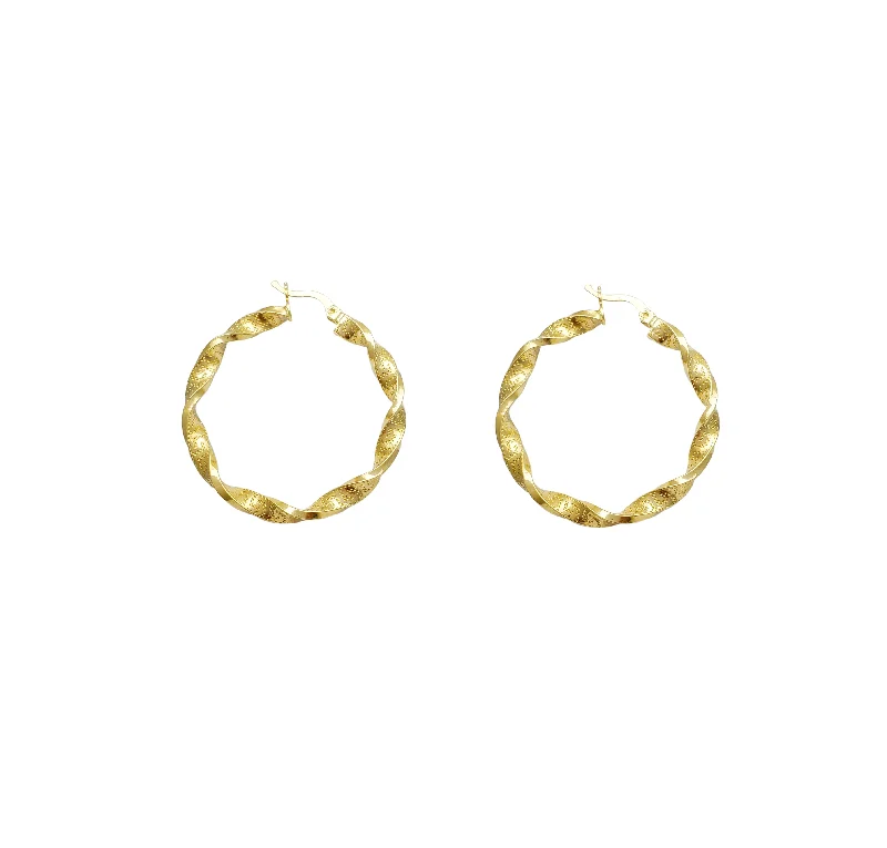 Trendy Gemstone Bangles For Wedding Day-Unique Statement Earrings For Fashion-Greek Key Hoop Earrings (14K)