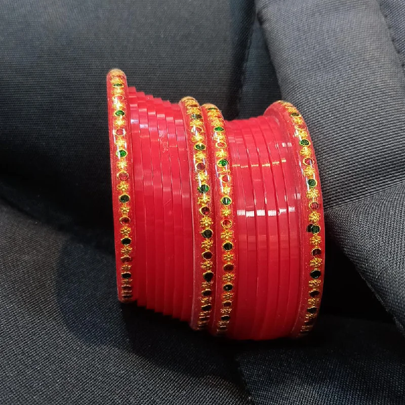 Simple Custom Bangles For Wedding Day Gifts-Pooja Bangles Gold Plated Acrylic Bangles Set