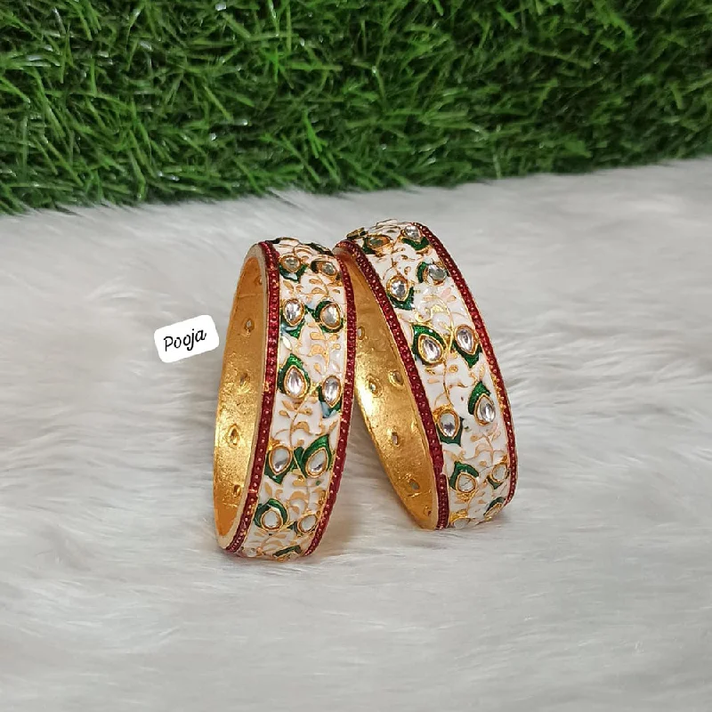 Unique Engagement Bangles For Brides-Pooja Bangles Gold Plated Meenakari Bangles Set