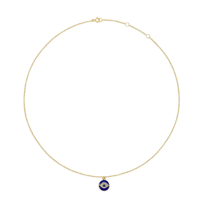 Simple Silver Wedding Bangles For Bridesmaids-Simple Gold Necklace For Elegant Look-THE ENAMEL EVIL EYE PENDANT NECKLACE