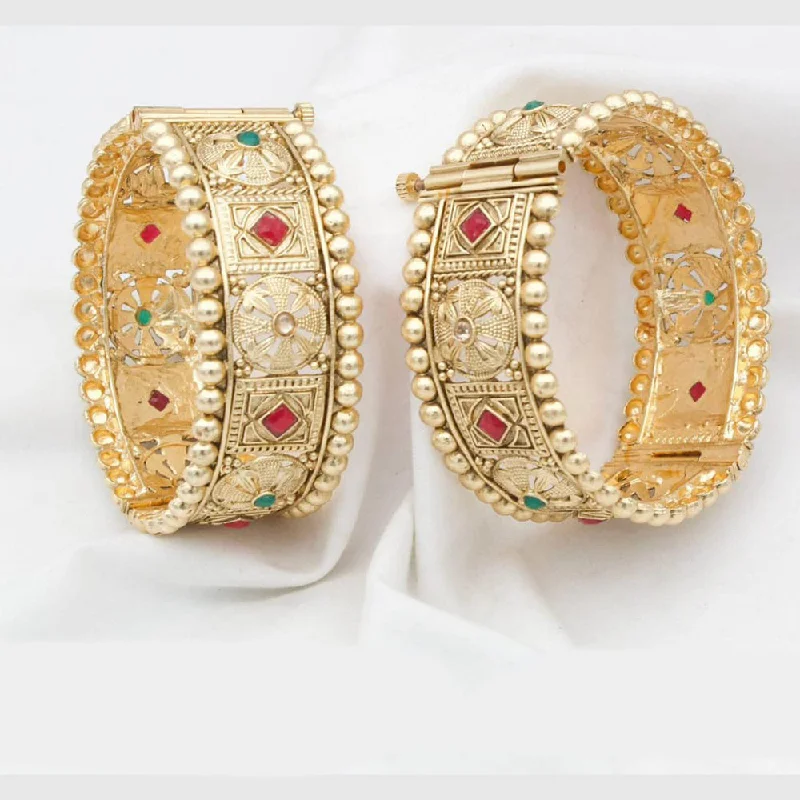 Simple Custom Wedding Bangles For Bridesmaids-Kavita Art Gold Plated Openable Bangles Set