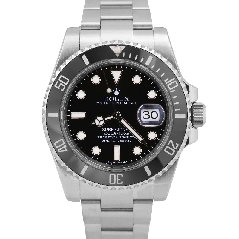 Eco-Friendly Watches For Men-Classic Wedding Bangles With Gemstones For Brides-MINT PAPERS Rolex Submariner Date Steel BLACK Ceramic 40mm 116610 LN Watch BOX