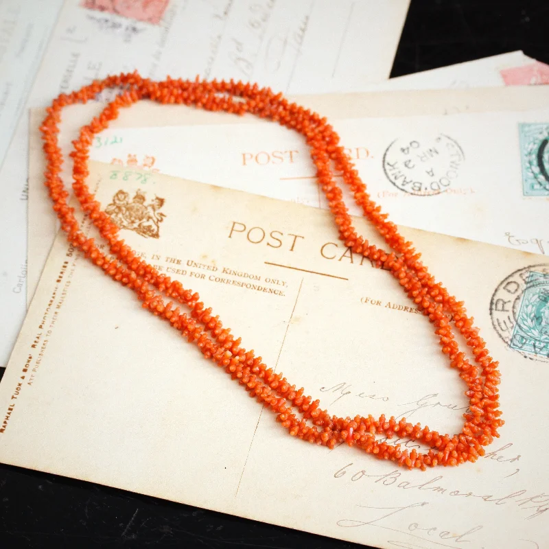 Elegant Wedding Bangles With Custom Gemstones-Elegant Crystal Necklace For Night Events-Precious Hand Carved Antique Georgian Coral Necklace