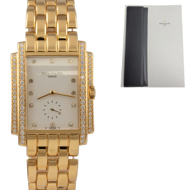 Comfortable Watches For Long Wear-Trendy Rose Gold Wedding Bangles For Bridesmaids-Patek Philippe Gondolo 18k Yellow Gold Diamond Manual 5025/1J 5025 Watch 1995