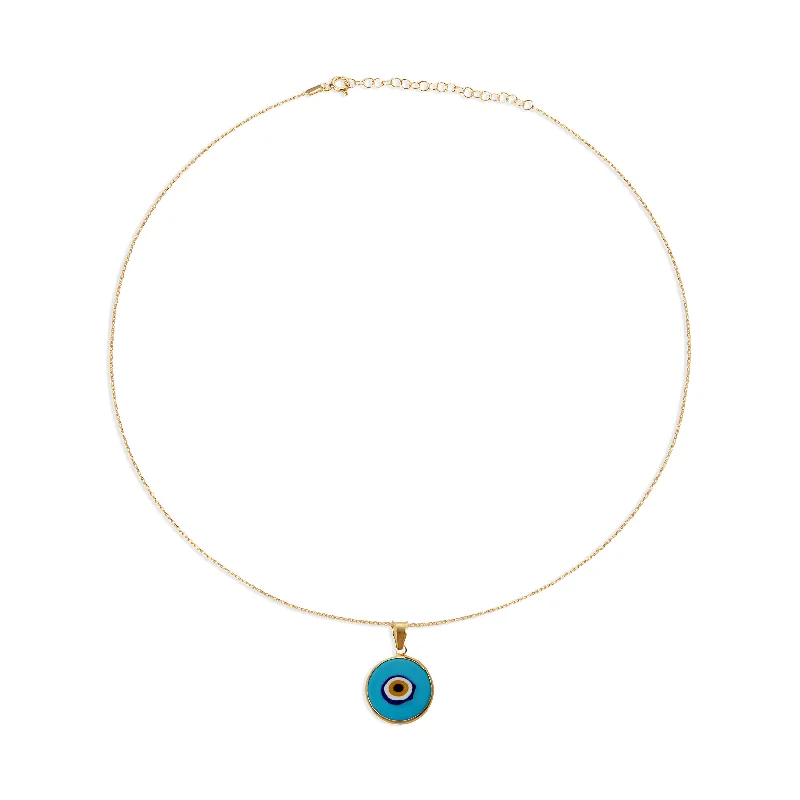 Classic Wedding Bangles With Gemstones For Special Occasions-Classic Chain Necklace For Men’s Fashion-THE LIGHT BLUE ACRYLIC EVIL EYE PENDANT NECKLACE