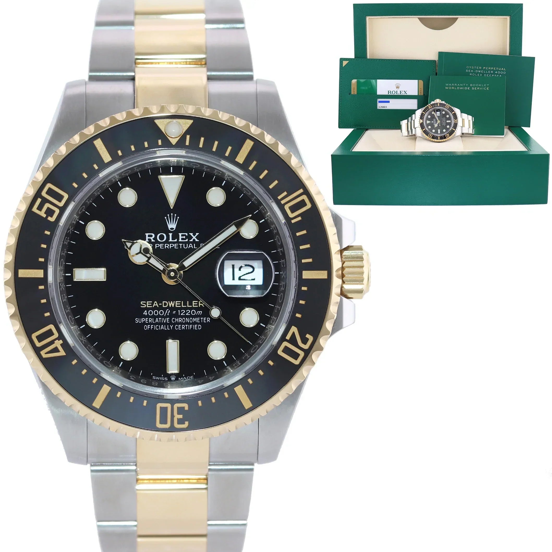 Classic Watches With Roman Numerals-Classic Wedding Bangles With Gemstones For Special Occasions-MINT 2019 PAPERS 126603 Rolex Sea-Dweller 43mm Two-Tone Yellow Gold Steel Watch