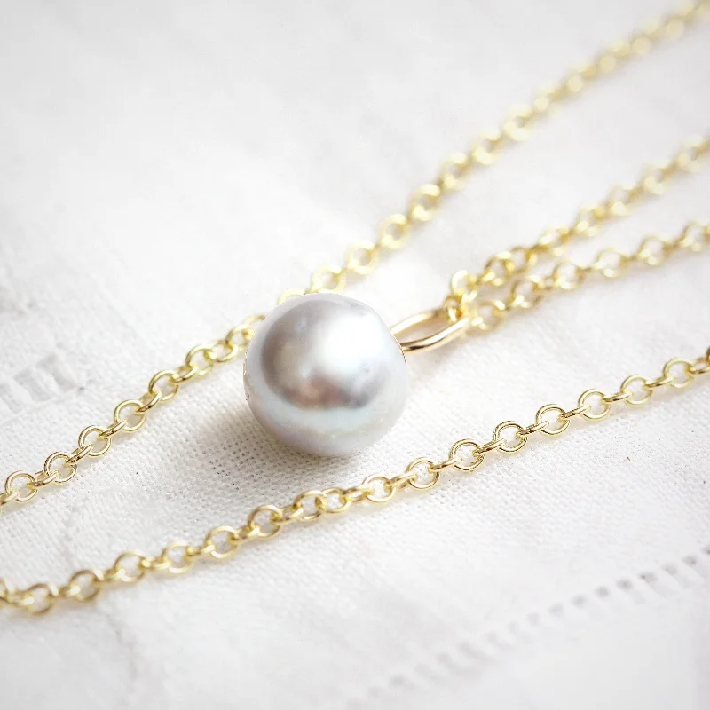 Simple Custom Wedding Bangles For Fashion Brides-Elegant Chain Necklace For Evening Wear-Vintage Moonglow Pearl Pendant