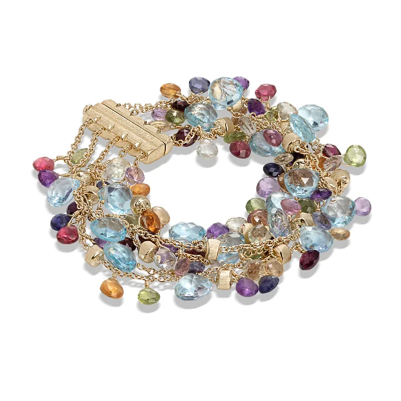 Classic Charm Bracelets-Trendy Wedding Bangles With Gemstone Accents-Blue Topaz and Mixed Gemstone Five Strand Bracelet