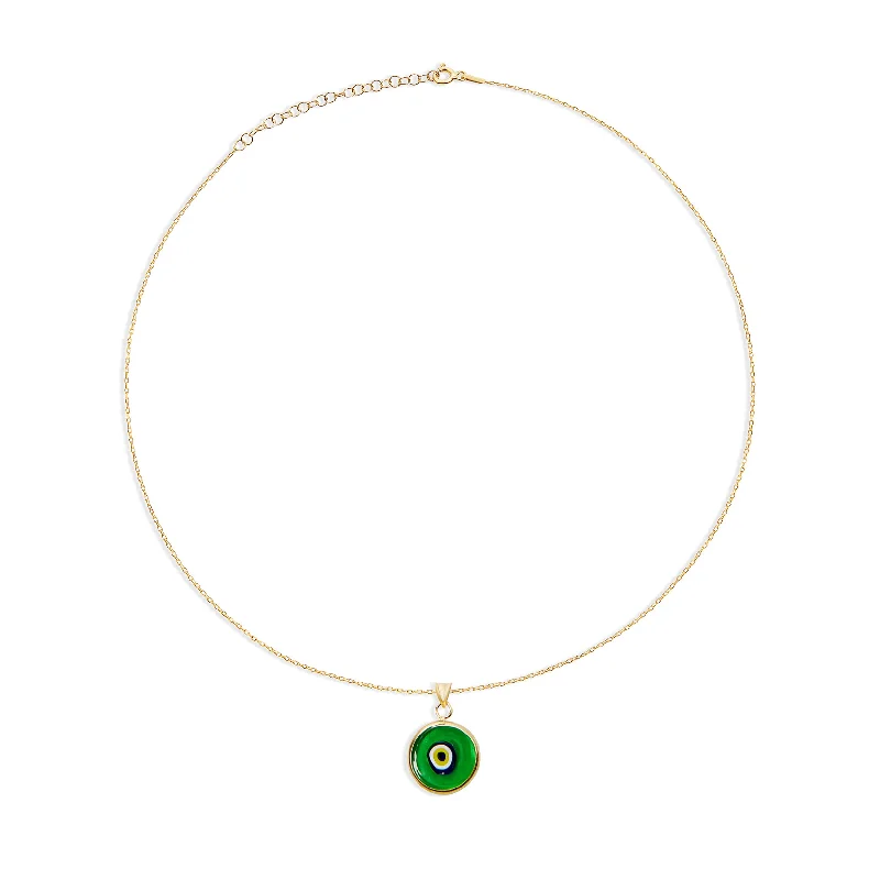 Elegant Diamond Bangles For Special Occasions-Simple Pendant Necklace For Day-to-Day Use-THE GREEN ACRYLIC EVIL EYE PENDANT NECKLACE