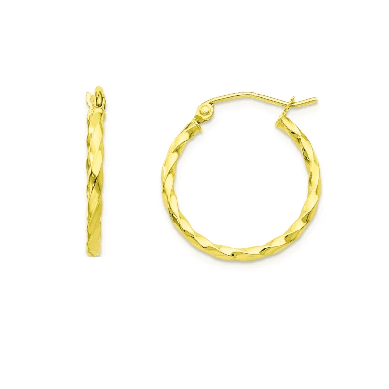 Luxury Gemstone Bangles For Wedding Day-Small Gold Hoop Earrings For Women-Twisted hoop 14K Earring