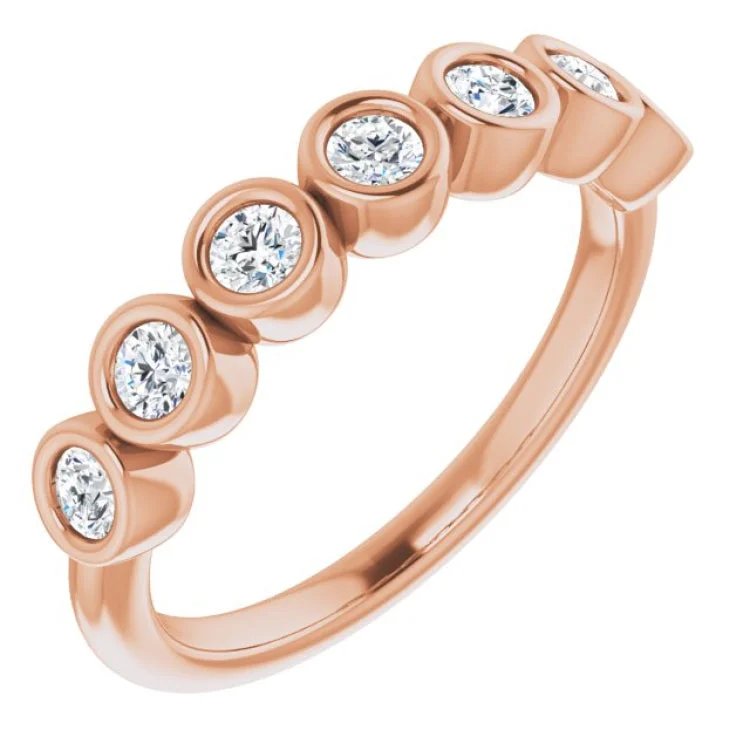 Simple Rose Gold Bangles For Special Moments-Classic Rose Gold Rings For Elegant Style-14K Rose 3/8 CTW Natural Diamond Anniversary Band