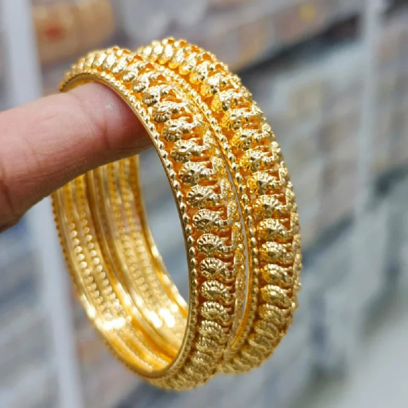 Classic Custom Bangles With Colored Gemstones For Brides-Pooja Bangles Gold Plated Bangles Set