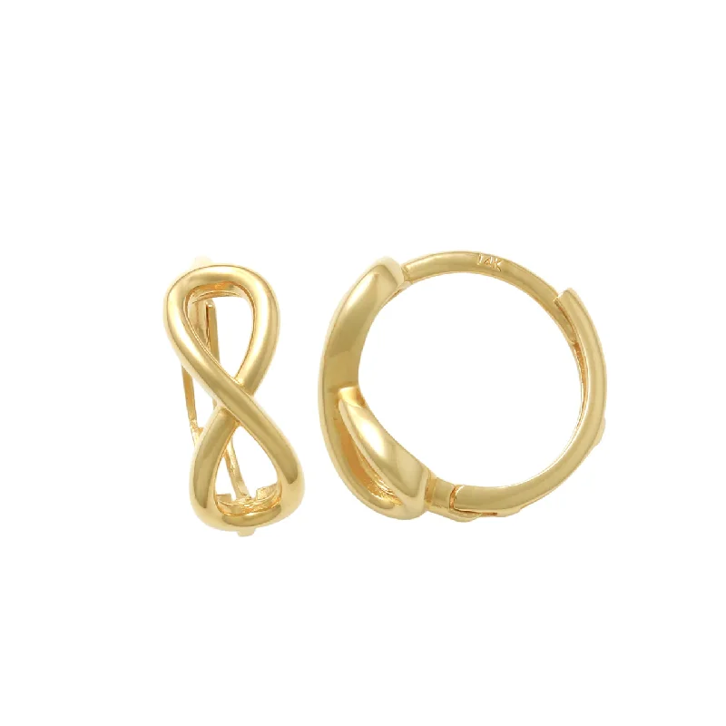 Luxury Gemstone Bangles For Wedding Day-Small Gold Hoop Earrings For Women-Plain Infinity Huggie Earrings (14K)