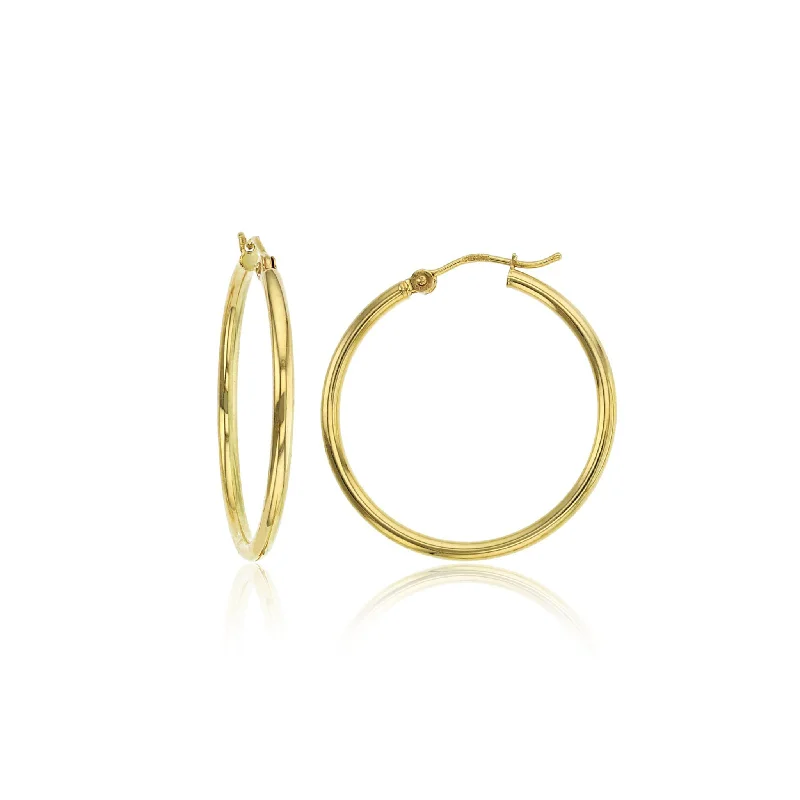 Personalized Custom Gold Bangles For Special Moments-Elegant Hoop Earrings For Formal Parties-[Plain] Glossy Hoop Earrings (10K)