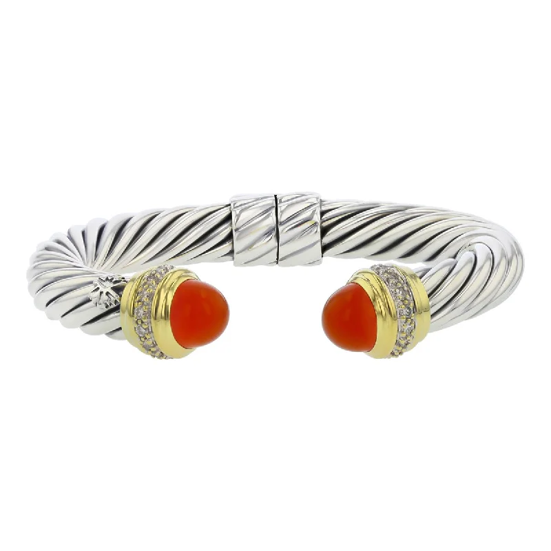 Men’s Casual Bracelets-Personalized Wedding Bangles With Gemstones-David Yurman Carnelian Diamond Cable Bracelet