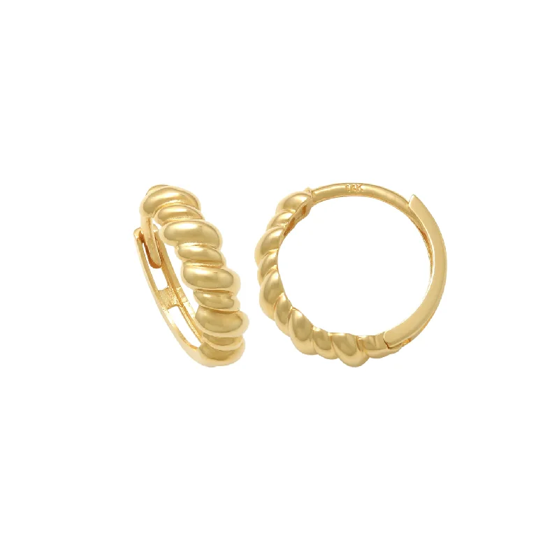 Elegant Custom Bangles For Timeless Style-Gold Drop Earrings With Rhinestones-Plain Twisted Huggie Earrings (14K)