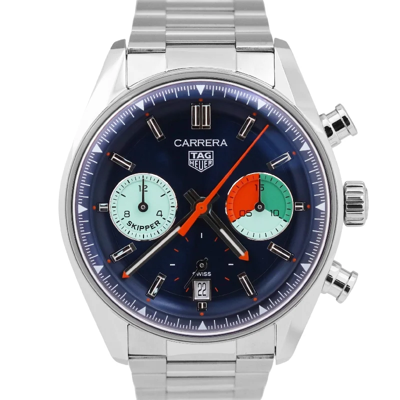 High-End Sports Watches For Men-Simple Custom Bangles For Special Occasions-MINT 2024 PAPERS Tag Heuer Carrera Skipper BLUE Steel 39mm CBS2213.FN6002 BOX