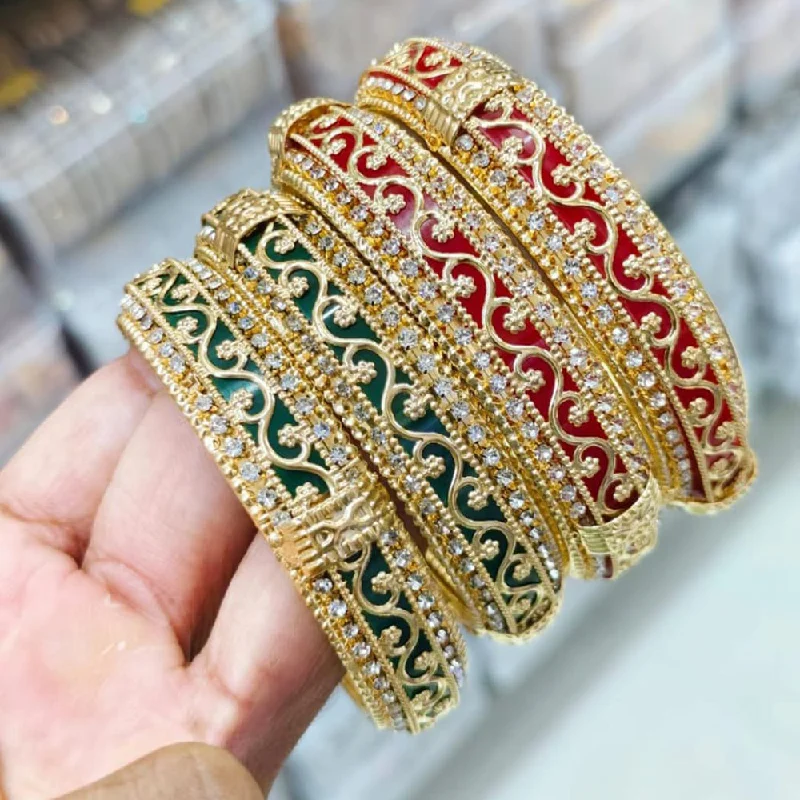 Sparkling Custom Wedding Bangles For Bridesmaids Gifts-Pooja Bangles Gold Plated Bangles Set