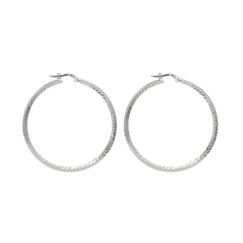 Simple Wedding Bangles For Fashionable Bridesmaids-Elegant Pearl Earrings For Wedding Day-Diamont-Cut Hoop Earring (14K)