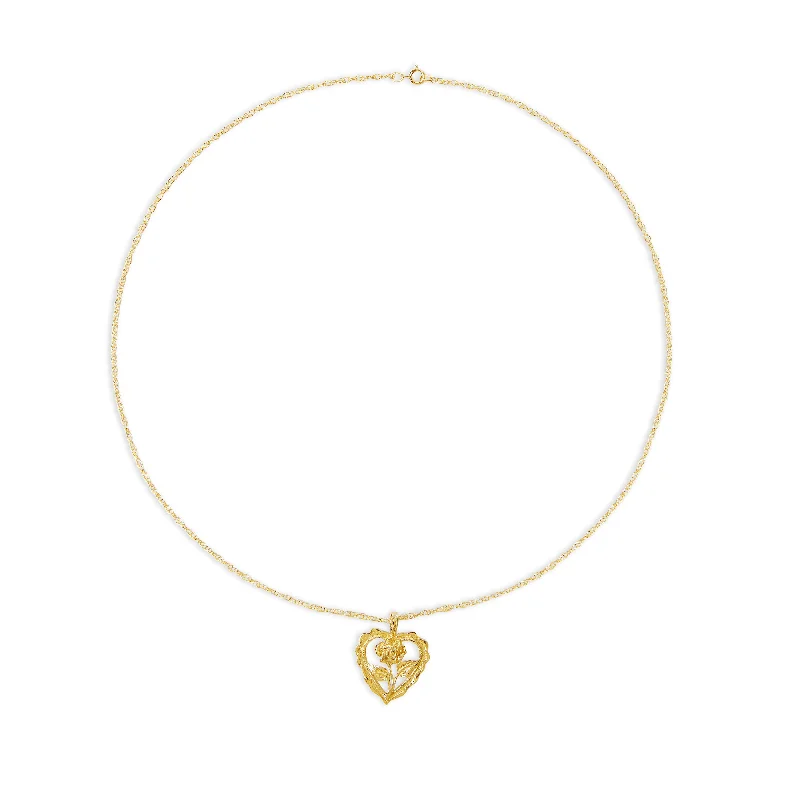 Personalized Wedding Bangles For Timeless Elegance-Simple Gemstone Necklace For Office Wear-THE 14KT HEART ROSE PENDANT NECKLACE