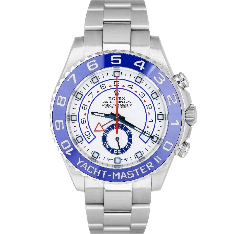 Stylish Digital Watches With Multi-Functions-Classic Custom Wedding Bangles For Bridesmaids Jewelry-MINT Rolex Yacht-Master II 44mm BLUE HANDS Stainless Steel White 116680 Watch