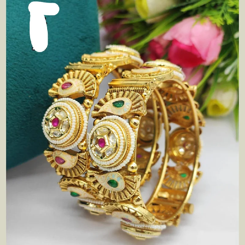 Personalized Wedding Bangles For Timeless Elegance-JCM Gold Plated Meenakari Openable Bangles Set